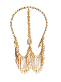 Bridal Pearl Hair Chain Jhoomar – Golden Headpiece